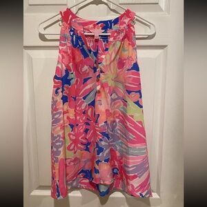 EUC Lilly Pulitzer Bailey Silk Tank Top Shirt in Multi Playa Hermosa Size Small